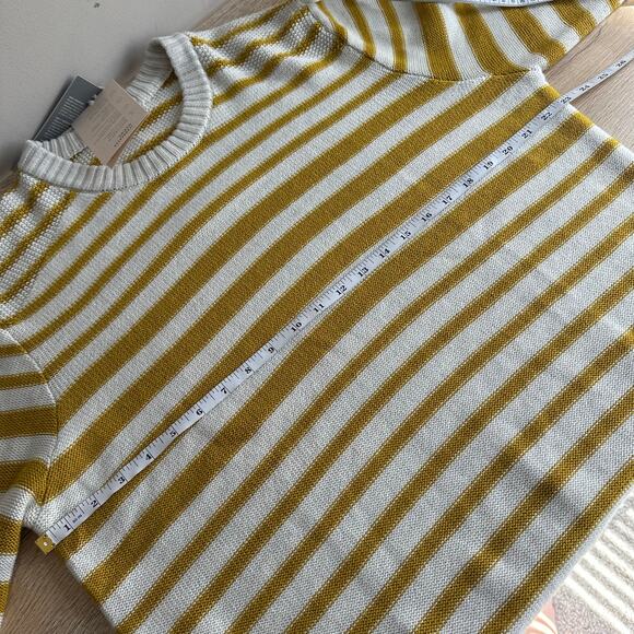 IceBreaker Men's Merino Shearer Crewe Sweater Ecru Heather Gold Stripe XL - Picture 9 of 10